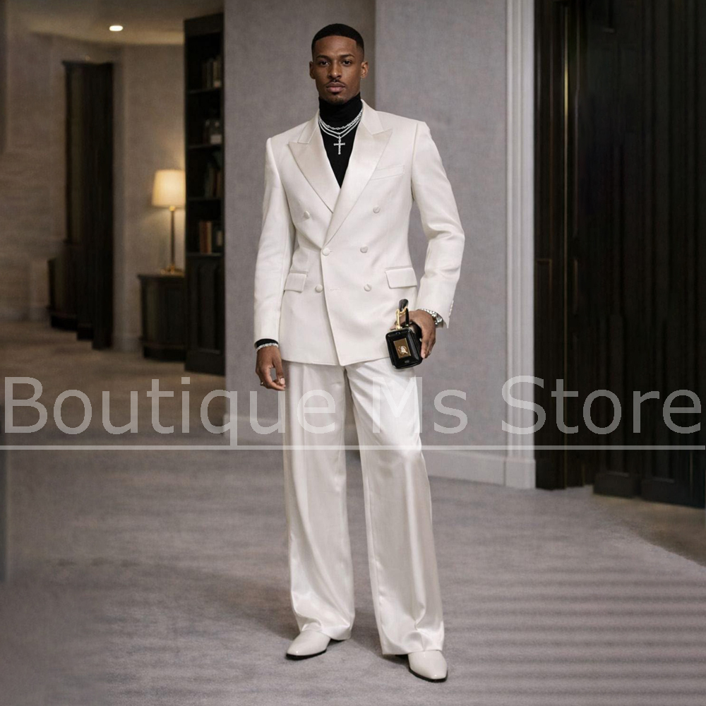Men's White Satin Suit 2 Piece - đánh giá và giá Men Formal Wear Modern