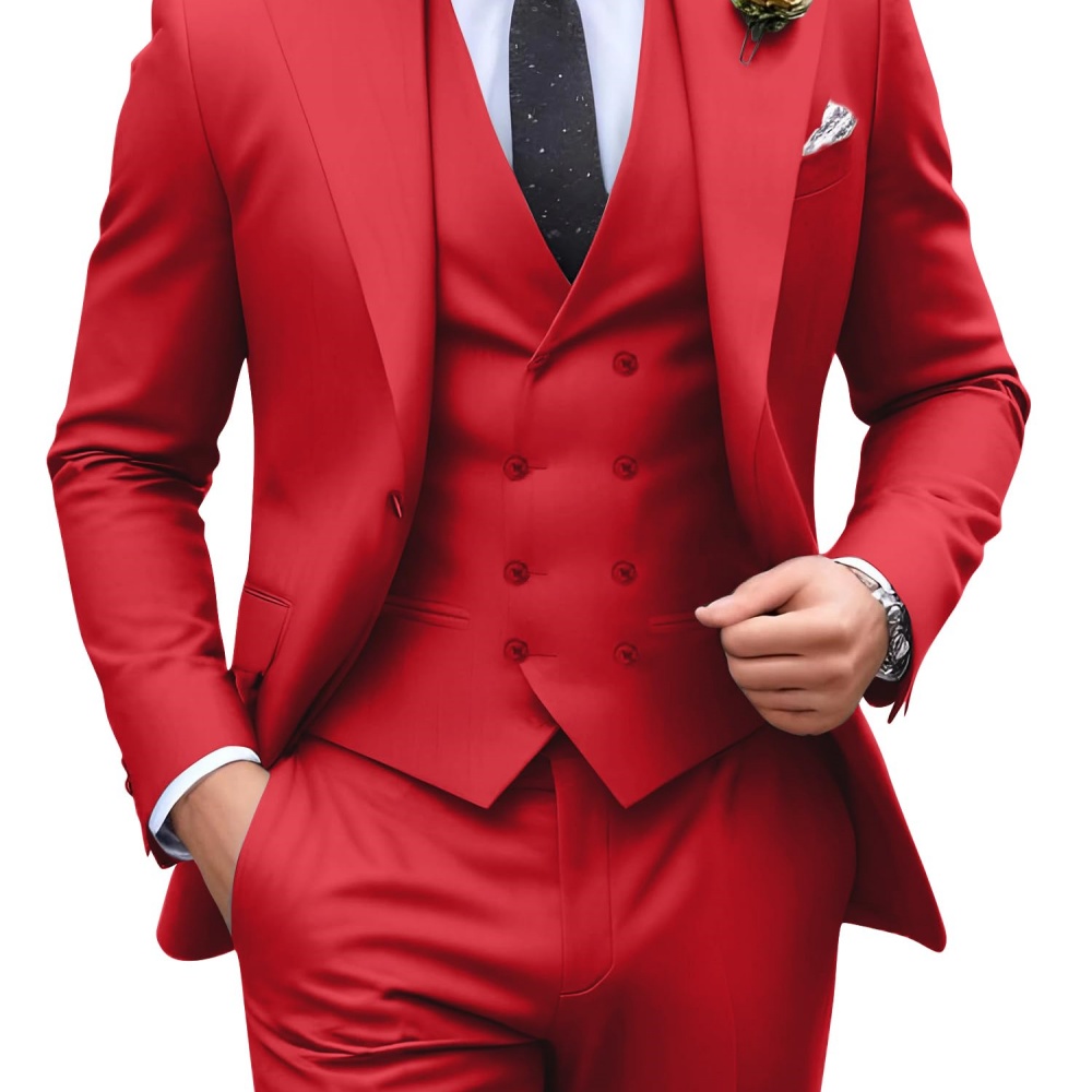 3 Pieces Solid Color Men Suits - đánh giá và giá Men Formal Wear Pants