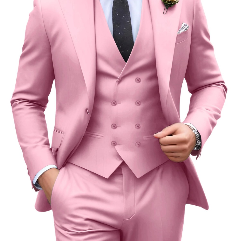 3 Pieces Solid Color Men Suits - đánh giá và giá Men Formal Wear Pants
