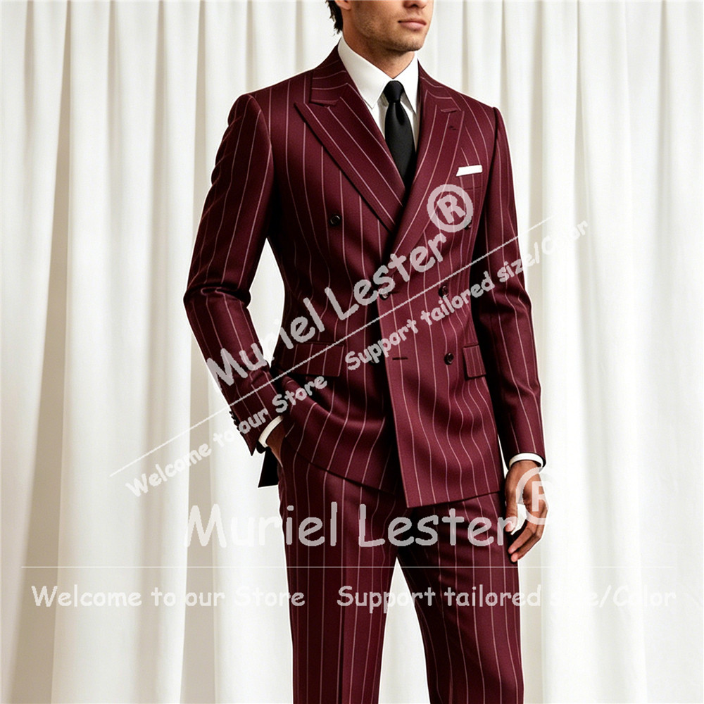 Elegant Stripes Suit Men 2 Pie - đánh giá và giá Men Formal Wear Pants