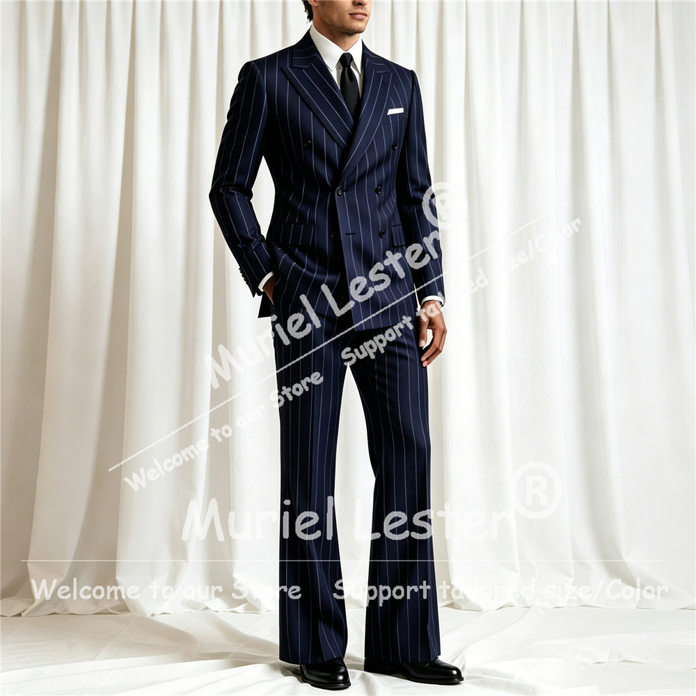 Elegant Stripes Suit Men 2 Pie - đánh giá và giá Men Formal Wear Pants