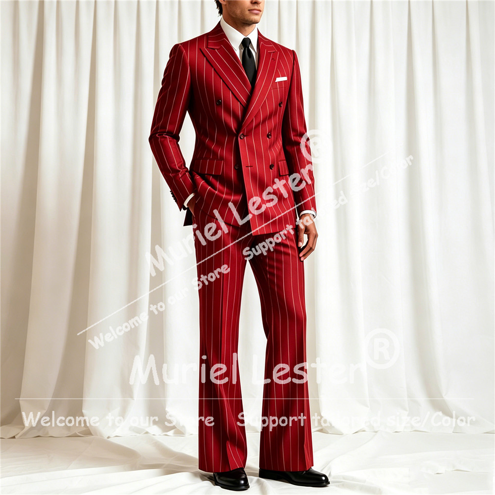 Elegant Stripes Suit Men 2 Pie - đánh giá và giá Men Formal Wear Pants