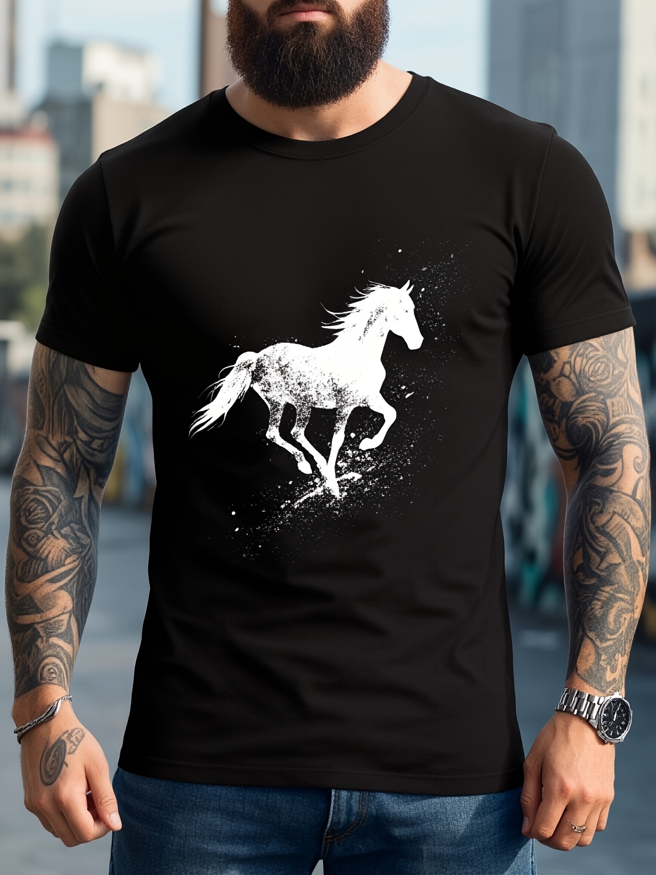 Men's Dynamic Horse Print T-Sh - đánh giá và giá Tall Men Formal Wear